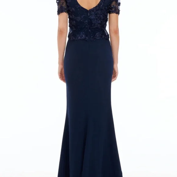 Dress the population XS red Ramona dress lace floral slit $278 - Picture 11 of 11